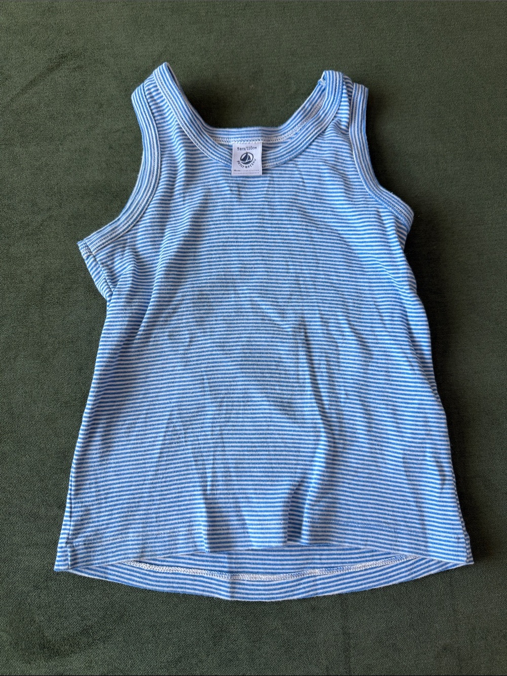 Petit Bateau Light Blue & White Striped Tank